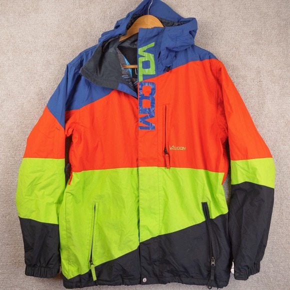 Men's Volcom Outwear Nimbus Snowboard/Ski Jacket Green/Orange/Blue Medium EKIN - Picture 1 of 15
